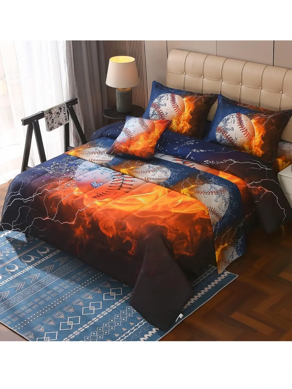 NWT Baseball and Fire Comforter Sets for Boys6 Piece Bed in A Bag